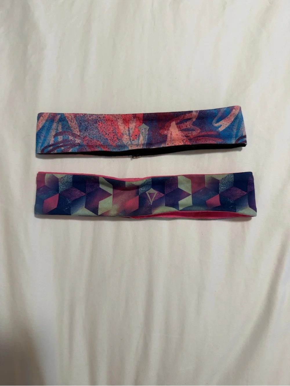 Ivivva two pack of colorful reversible headbands - pink or black and colorful m